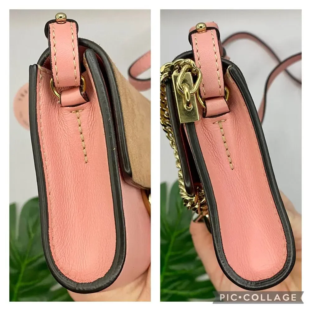 Chloe Blush Mini Faye Wallet Chain Leather Crossbody Bag Purse Chloé Micro WOC